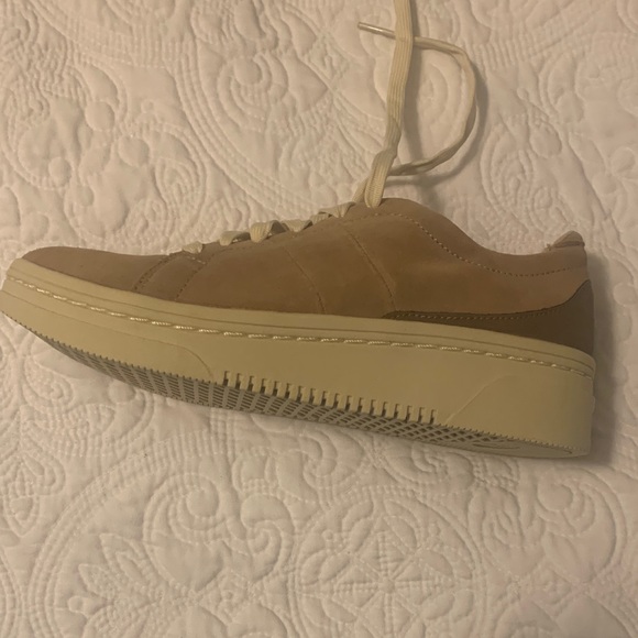 Dr. Scholl's Tan Suede Platform Sneakers with Cream Laces - Picture 7 of 9